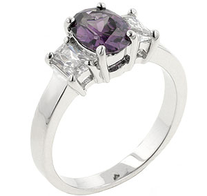 Amethyst Oval Crystal with Two Blue Luster Diamond Emerald Cuts Amethyst Oval Crystal with Two Blue Luster Diamond Emerald Cuts